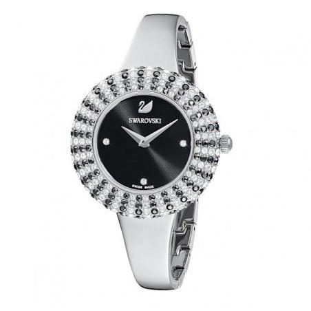 Shop Swarovski Crystal Rose Black Dial Silver Steel Strap Watch for Women - 5484076 in USA