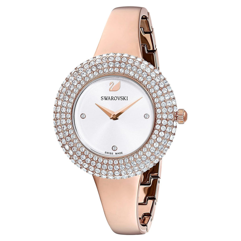 Shop Swarovski Crystal Rose Silver Dial Rose Gold Steel Strap Watch for Women - 5484073 in USA