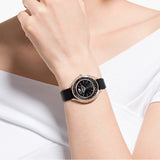 Swarovski Crystalline Aura Black Dial Black Leather Strap Watch for Women - 5558634 Buy Now By Swarovski