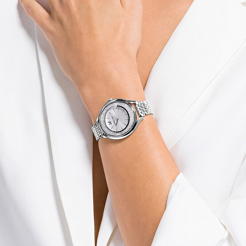 Swarovski Crystalline Aura Silver Dial Silver Steel Strap Watch for Women - 5519462 Buy Now By Swarovski