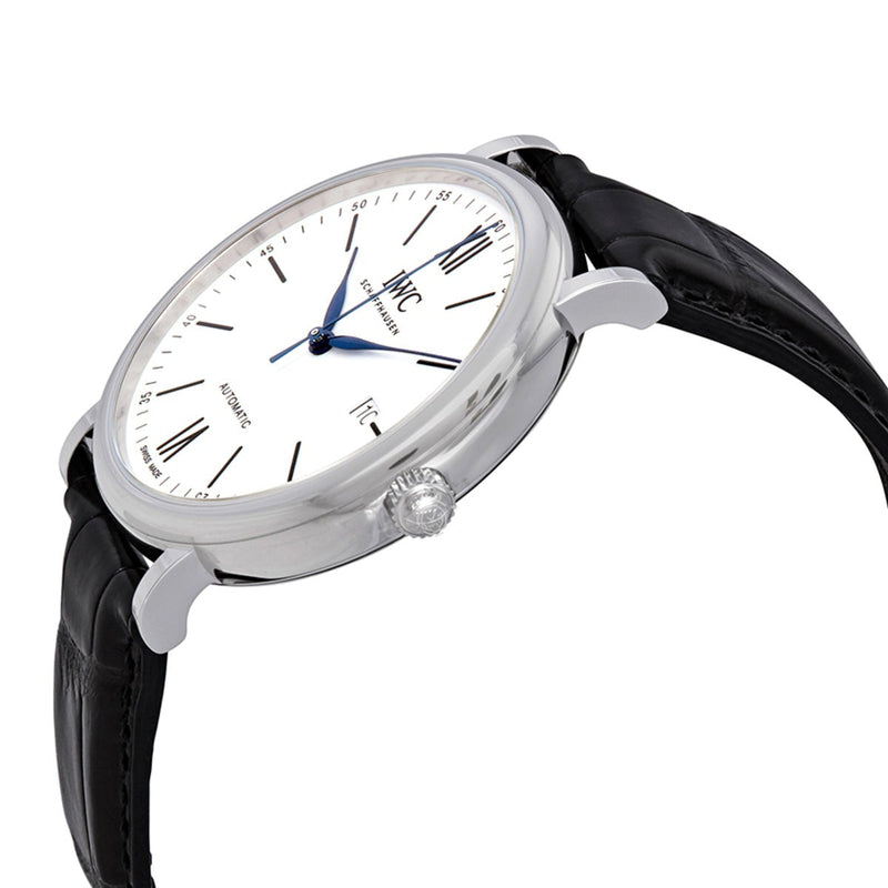 Shop IWC Portofino Automatic '150 Years' Edition Automatic White Dial Black Leather Strap Watch for Men - IW356519 in USA