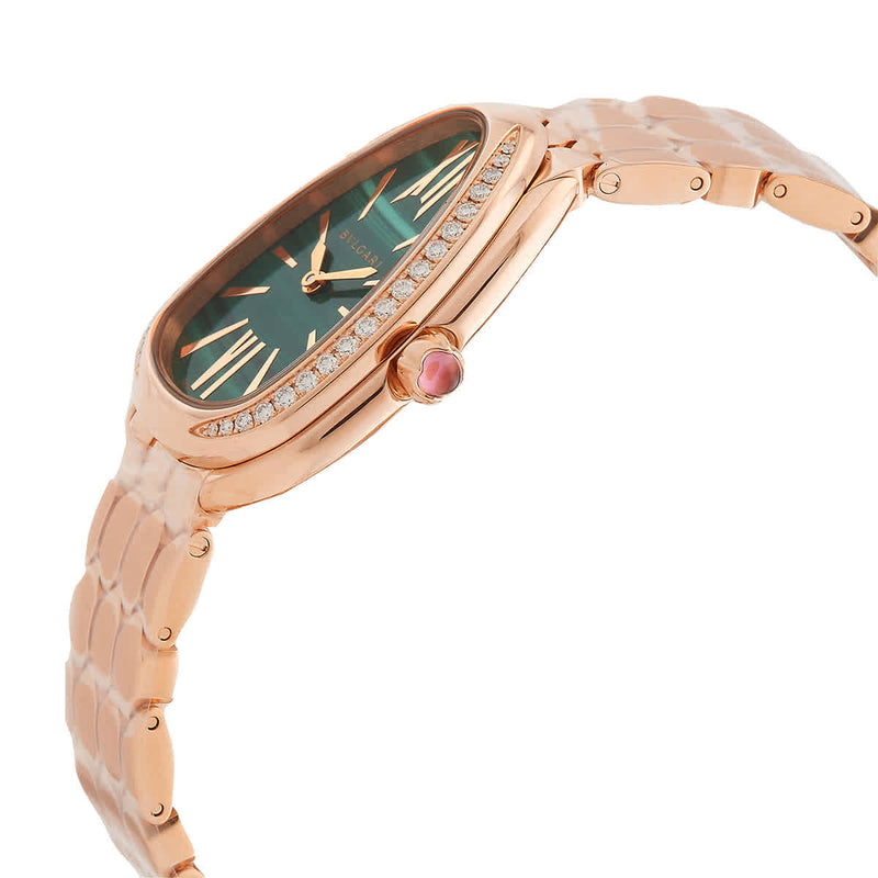 Bvlgari Serpenti Seduttori Diamonds Green Dial Rose Gold Steel Strap Watch for Women - SERPENTI103273