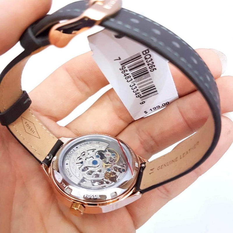 Fossil Suitor Mechanical Grey Dial Grey Leather Strap Watch for Women - BQ3265 Buy Now By Fossil