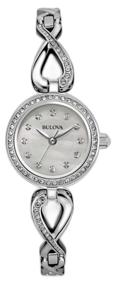 Bulova Crystals Quartz Mother of Pearl Dial Silver Steel Strap Watch for Women - 96X129 Buy Now By Bulova