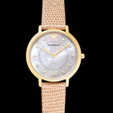 Emporio Armani Kappa Quartz Mother of Pearl Taupe Dial Brown Leather Strap Watch For Men - AR11151 Buy Now By Emporio Armani