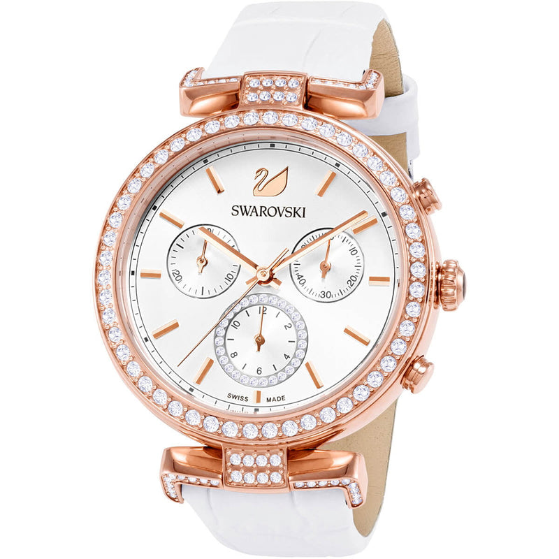 Swarovski Era Journey Silver Dial White Leather Strap Watch for Women - 5295369 Buy Now By Swarovski