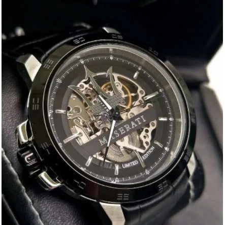 Maserati Potenza Automatic Black Dial Black Leather Strap Stainless Steel Watch For Men - R8821119006 Buy Now By Maserati