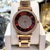 Michael Kors Caitlin Red Dial Rose Gold Stainless Steel Strap Watch for Women - MK3377 Buy Now By Michael Kors