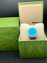 Gucci 25H Quartz Turquoise Dial Silver Steel Strap Watch For Women - YA163409 Buy Now By Gucci