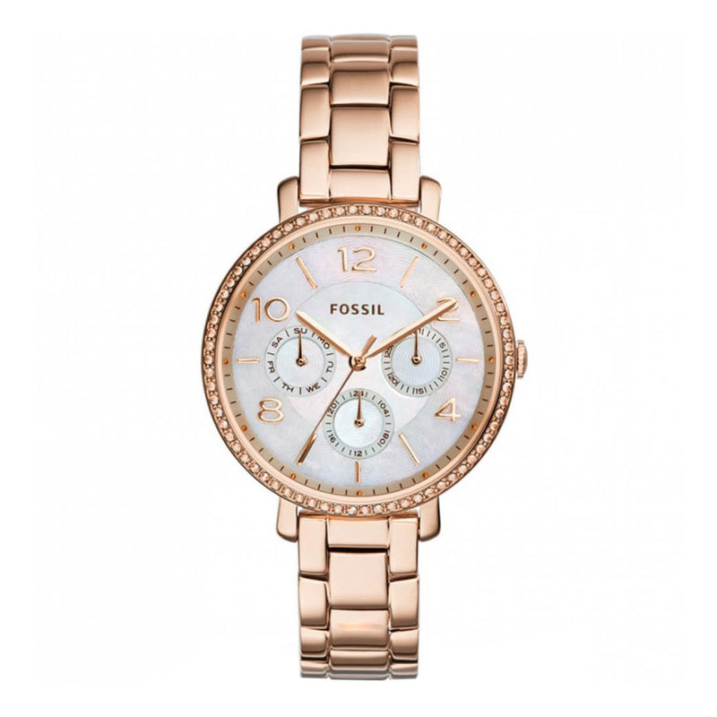 Fossil Jacqueline Multi Function Mother of Pearl Dial Rose Gold Steel Strap Watch for Women - ES3757 Buy Now By Fossil