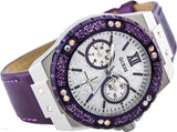 Shop Guess Limelight Quartz Silver Dial Purple Leather Strap Watch For Women - W0775L6 in USA