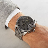 Diesel Mega Chief Chronograph Grey Dial Grey Steel Strap Watch for Men - DZ4282 Buy Now By Diesel