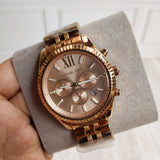 Michael Kors Lexington Rose Gold Dial Rose Gold Steel Strap Watch for Men - MK8319