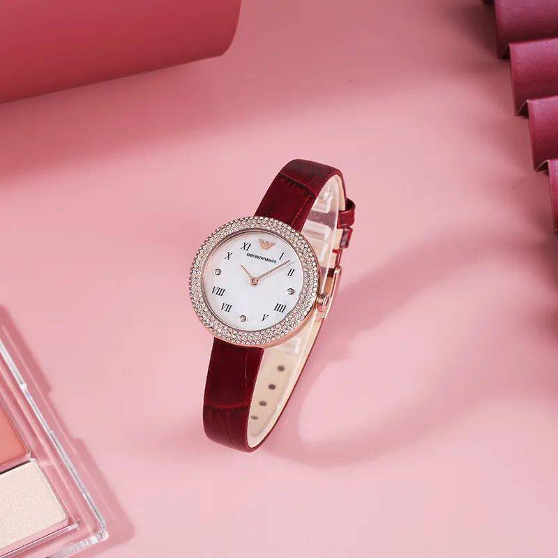 Emporio Armani Rosa Two Hand White Dial Red Leather Strap Watch For Women - AR11357 Buy Now By Emporio Armani