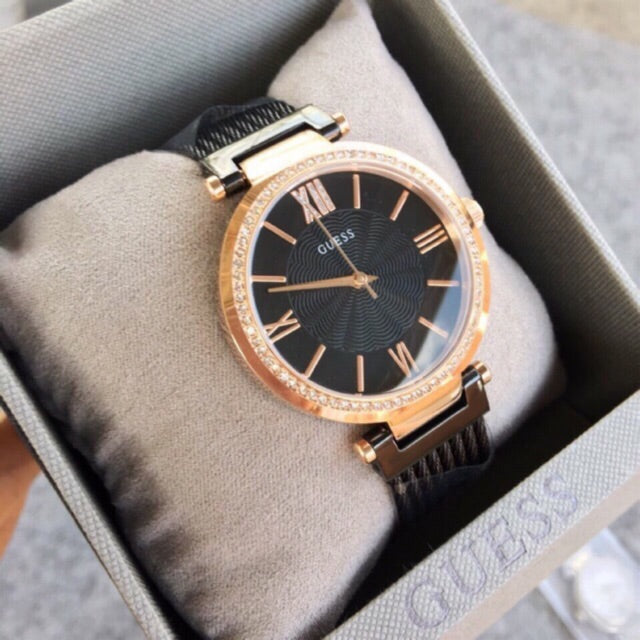 Guess Soho Diamonds Black Dial Black Mesh Bracelet Watch for Women - W0638L5 Buy Now By Guess