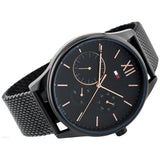 Shop Tommy Hilfiger Damon Quartz Black Dial Black Mesh Bracelet Watch for Men - 1791420 in USA