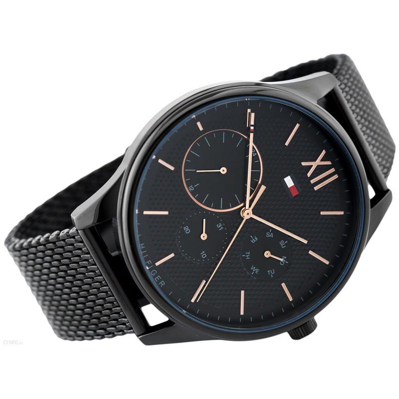 Shop Tommy Hilfiger Damon Quartz Black Dial Black Mesh Bracelet Watch for Men - 1791420 in USA