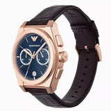 Emporio Armani Federico Chronograph Blue Dial Brown Leather Strap Watch For Men - AR11563