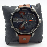 Shop Diesel Mr Daddy 2.0 Black Dial Brown Leather Strap Watch For Men - DZ7332 in USA
