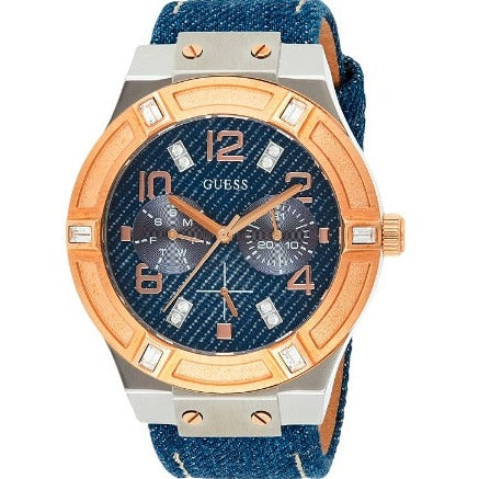 Guess Jet Setter Analog Blue Dial Blue Denim Strap Watch For Women - W0289L1 Buy Now By Guess