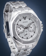 Shop Guess Analog Quartz Silver Dial Silver Steel Strap Watch For Men - U0377G1 in USA