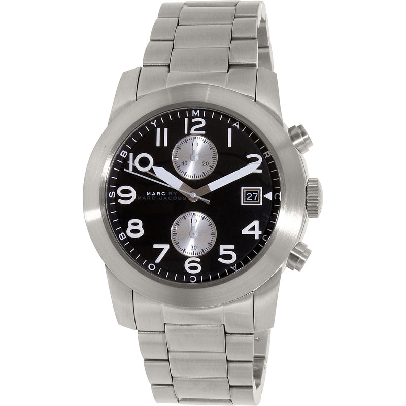 Marc Jacobs Larry Chronograph Black Dial Silver Steel Strap Watch for Men - MBM5050 Buy Now By Marc Jacobs