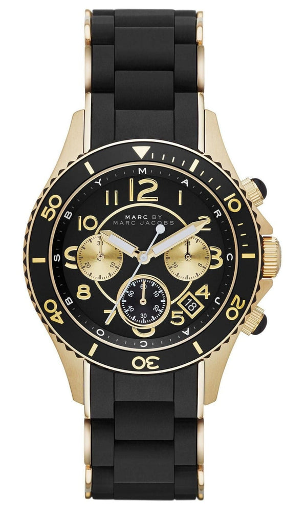 Marc Jacobs Rock Chronograph Black Dial Black Silicone Strap Watch for Women - MBM2598 Buy Now By Marc Jacobs