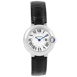 Shop Cartier Ballon Bleu Silver Dial Black Leather Strap Watch for Women - W69018Z4 in USA