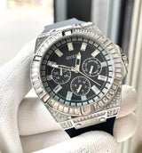 Guess Baguette Crystals Black Dial Black Silicone Strap Watch For Men - GW0208G1 Buy Now By Guess
