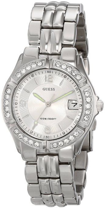 Guess Water Pro Diamonds Silver Dial Silver Steel Strap Watch For Women - G75511M Buy Now By Guess