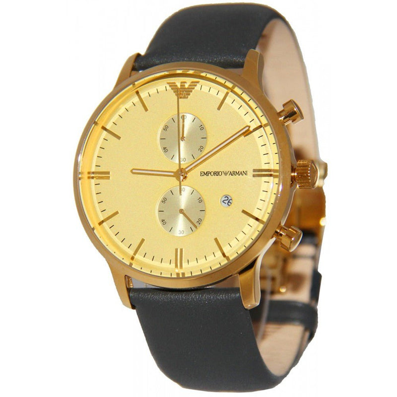 Emporio Armani Gianni Beige Dial Grey Leather Strap Watch For Men - AR0386 Buy Now By Emporio Armani