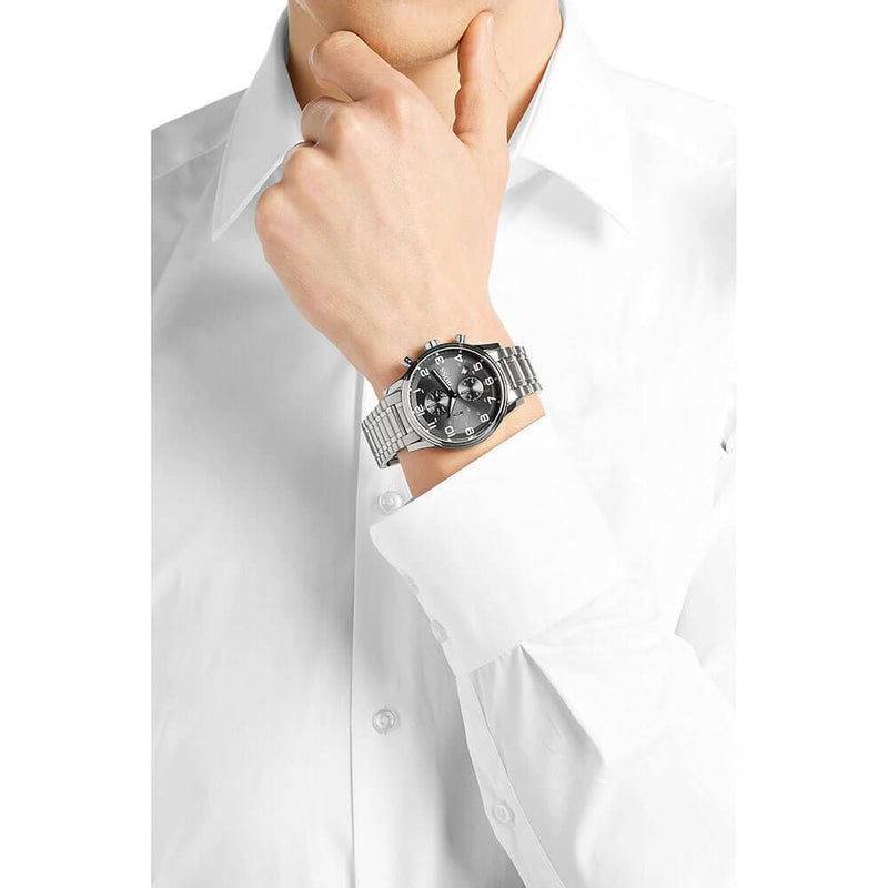 Hugo Boss Aeroliner Black Dial Silver Steel Strap Watch for Men - 1513181 Buy Now By Hugo Boss