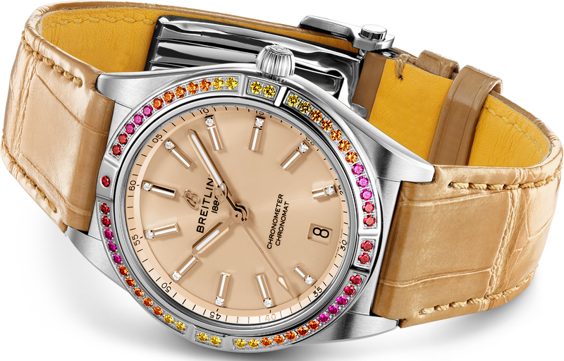 Breitling Chronomat Automatic 36 South Sea Brown Dial Brown Leather Strap Watch for Women - A10380611A1P1