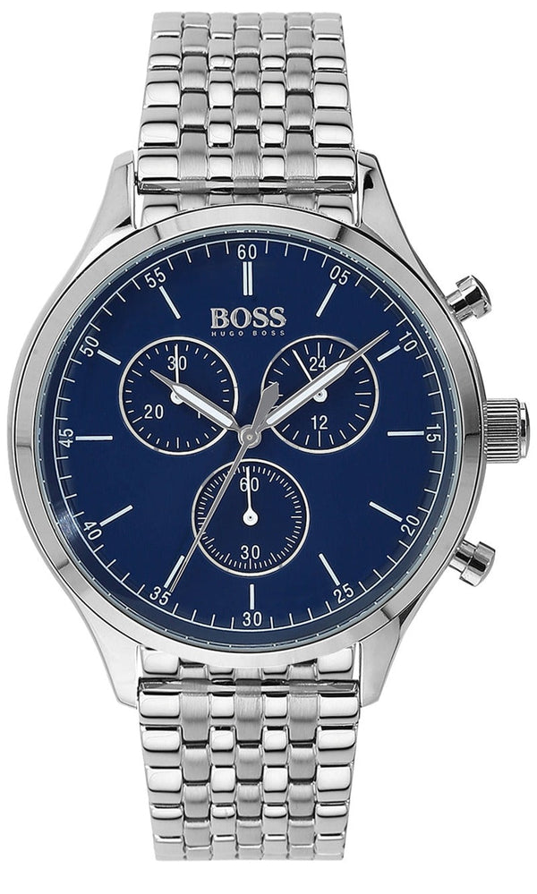 Shop Hugo Boss Companion Blue Dial Silver Steel Strap Watch for Men - 1513653 in USA