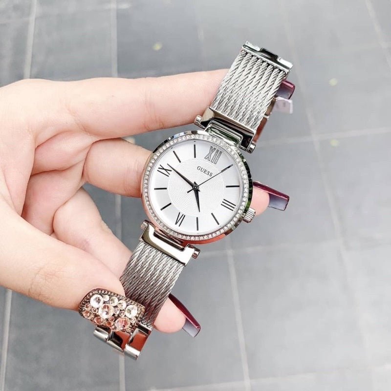 Guess Soho Silver DIal Stainless Steel Mesh Bracelet Watch For Women - W0638L1 Buy Now By Guess
