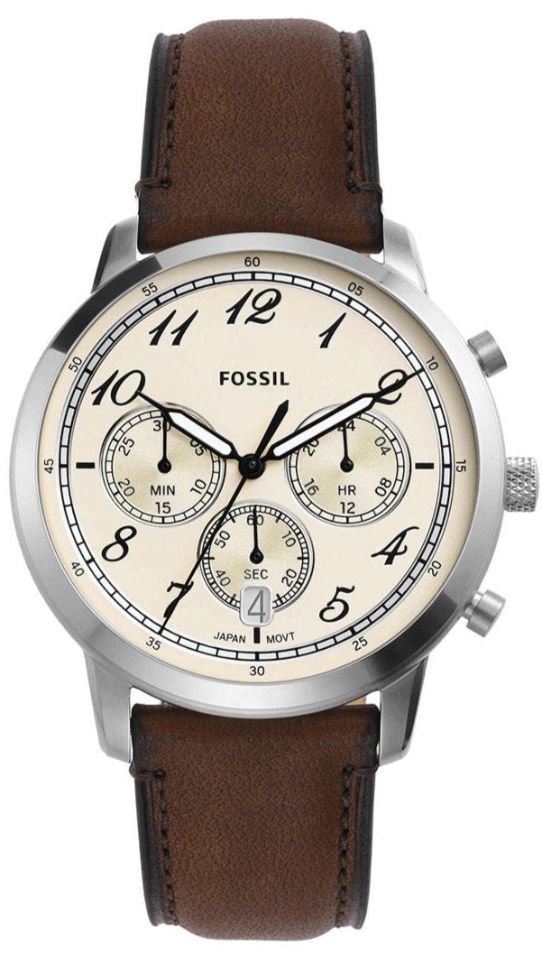 Fossil Neutra Chronograph White Dial Brown Leather Strap Watch for Men - FS6022 Buy Now By Fossil