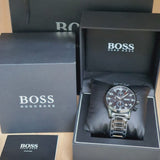 Hugo Boss Aeroliner Chronograph Black Dial Silver Steel Strap Watch for Men - 1513181