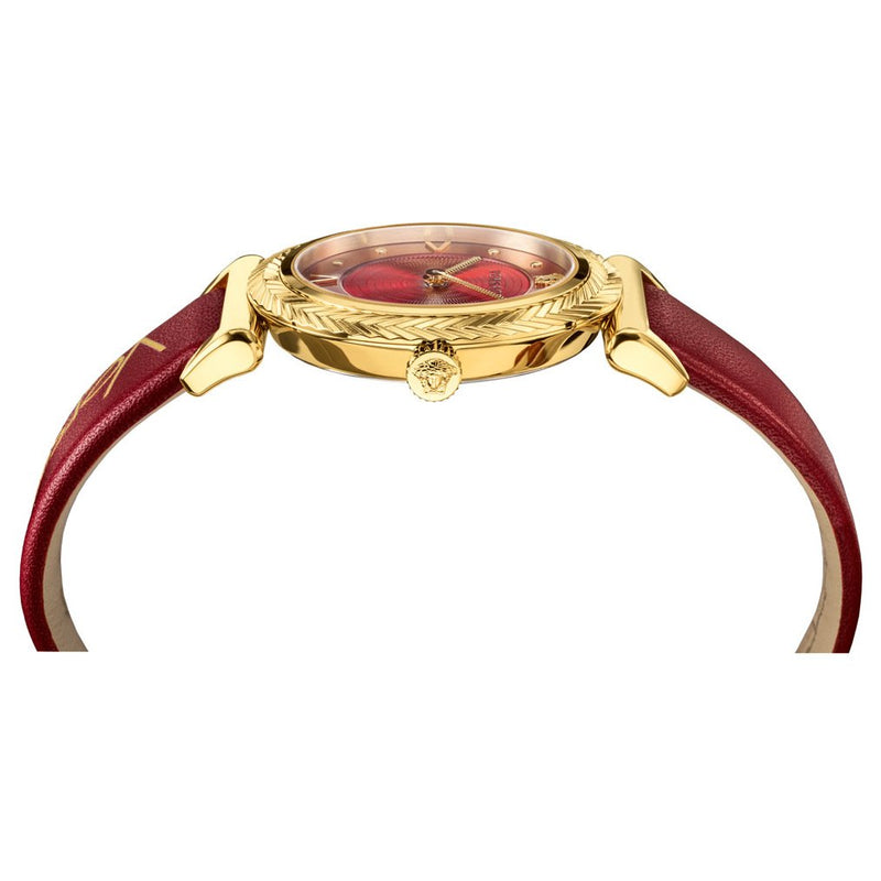 Versace V-Motif Red Dial Red Leather Strap Watch for Women - VERE00418 Buy Now By Versace
