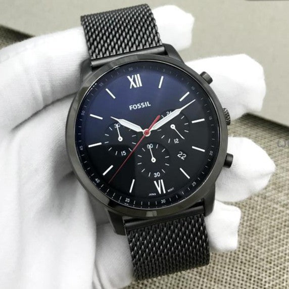 Fossil Neutra Chronograph Blue Dial Silver Mesh Bracelet Watch for Men - FS5383 Buy Now By Fossil