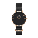 Daniel Wellington Classic Petite Cornwall Black Dial Black NATO Strap Watch For Women - DW00100215