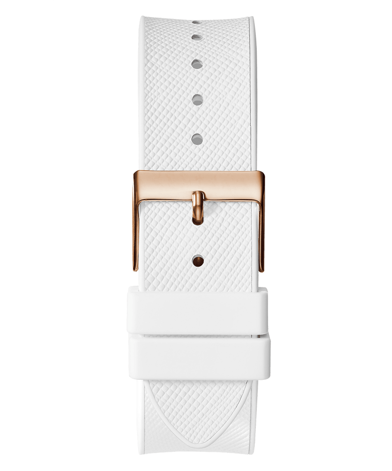 Guess Raven Diamonds Rose Gold Dial White Silicone Strap Watch for Women - GW0105L3 Buy Now By Guess