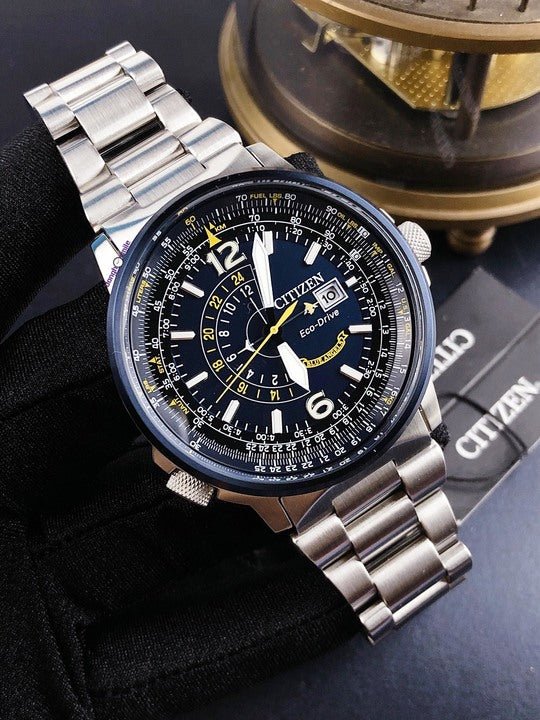 Citizen Promaster Nighthawk Eco Drive Navy Blue Dial Silver Steel Strap Watch For Men - BJ7006-56L Buy Now By Citizen