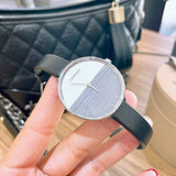 Calvin Klein Rise White Grey Dial Black Leather Strap Watch for Women - K7A231C3 Buy Now By Calvin Klein