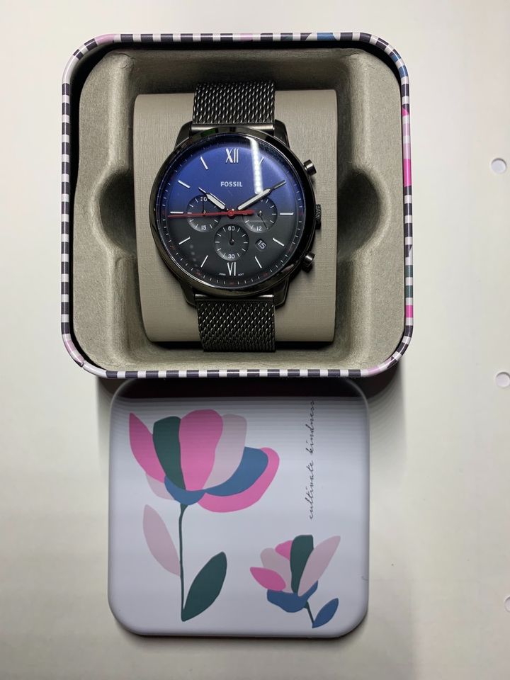 Fossil Neutra Chronograph Blue Dial Silver Mesh Bracelet Watch for Men - FS5383 Buy Now By Fossil