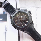 Guess Rigor Analog Black Dial Black Leather Strap Watch For Men - W0040G1 Buy Now By Guess