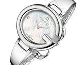 Shop Gucci Guccissima Diamonds Mother of Pearl Dial Silver Steel Strap Watch For Women - YA134303 in USA