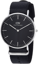 Daniel Wellington Classic Cornwall Quartz Black Dial Black Nylon Strap Watch For Women - DW00100151