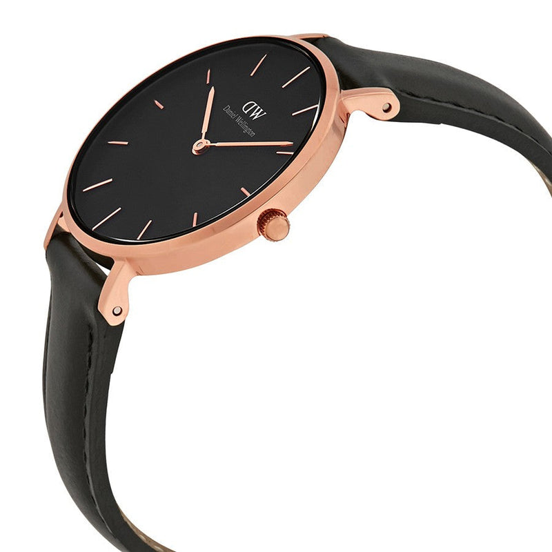 Daniel Wellington Petite Sheffield Black Dial Black Leather Strap Watch For Women - DW00100168 Buy Now By Daniel Wellington