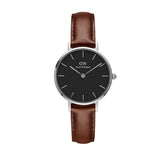 Daniel Wellington Classic Petite St Mawes Black Dial Brown Leather Strap Watch For Women - DW00100237