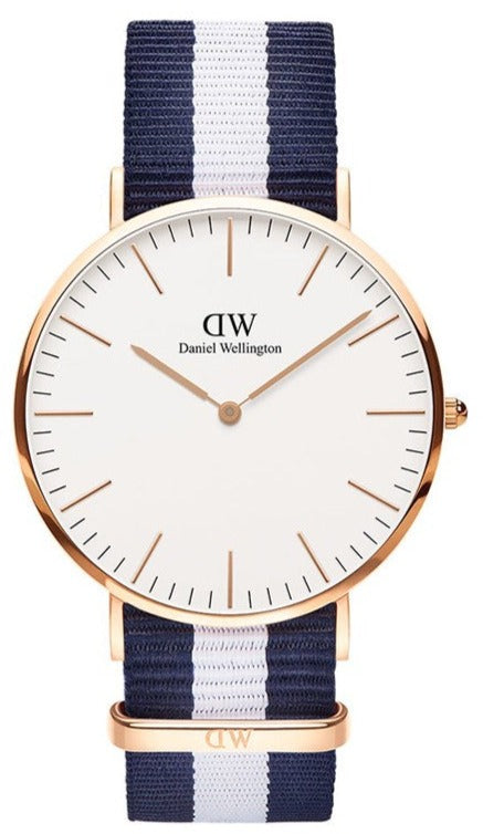 Shop Daniel Wellington Classic Glasgow White Dial Two Tone NATO Strap Watch for Men - DW00100004 in USA